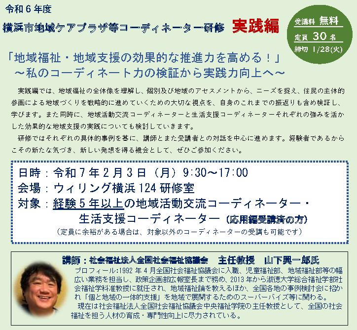 R6 横浜市地域ケアプラザ等コーディネーター研修　実践編　